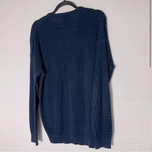 Vintage Tosani Dark Navy Blue Cable Knit V Neck Sweater XL - Picture 2 of 13